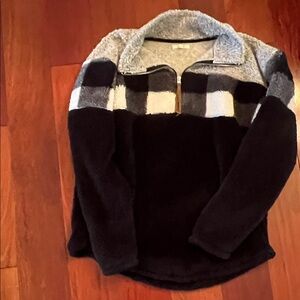 Cozy Black and Gray Fleece half zip pullover. Excellent condition. Worn once.